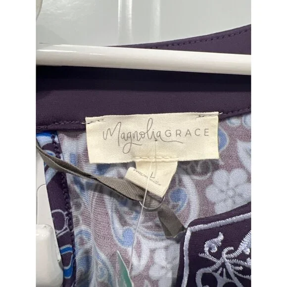 Magnolia Grace Catarina Knit Wide Leg Jumpsuit Womens L Sleeveless Blue Boho NEW - Picture 3 of 5